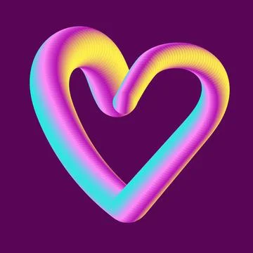 Abstract Heart Liquid Gradient Background in Vector. 3D Love Shape Creative 库存插图