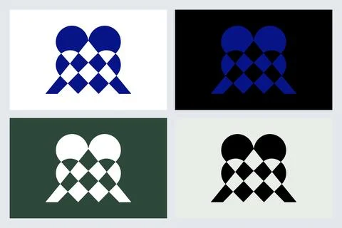 Abstract Heart Logo Design Geometric Icon Set Stock Illustration