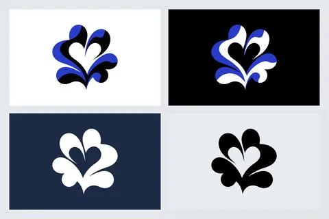 Abstract Heart Logo Design Template Set Stock Illustration