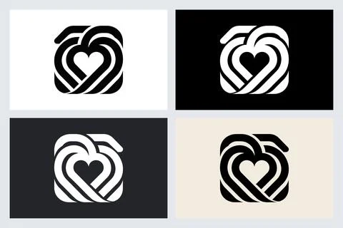 Abstract Heart Logo Design Vector Set (1) Stock Illustration