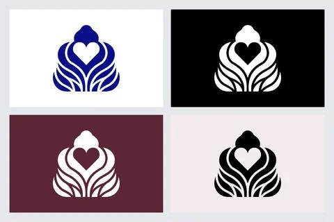 Abstract Heart Logo Design Vector Set Stock Illustration