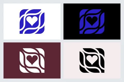 Abstract Heart Logo Icon Set in Four Variations Stock Illustration