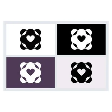 Abstract Heart Logo Icon Set Design Stock Illustration