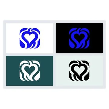Abstract Heart Logo Icon Set Vector Design (1) Stock Illustration
