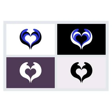 Abstract Heart Logo Icon Set Vector Design (2) Stock Illustration
