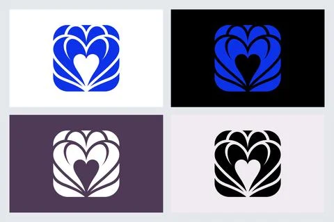 Abstract Heart Logo Symbol Set Stock Illustration