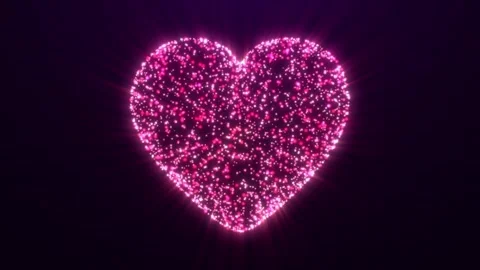 Abstract heart of particles emitting rays of light. 3D neon heart particles Stock Footage 252275094