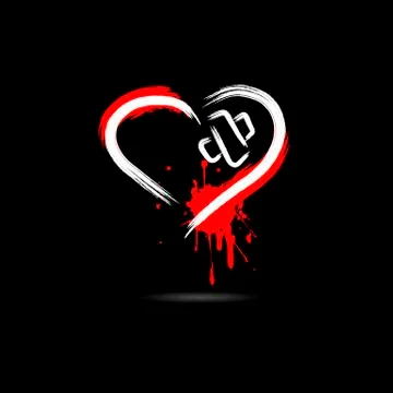 Abstract heart with a patch hand-drawn with blots paint Ilustración de archivo