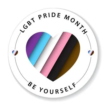 Abstract heart with pride flag colors with rounded sticker on white backgro.. Stockillustratie