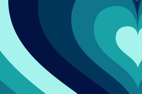 Abstract heart shape formed by flowing teal and blue curves 库存插图