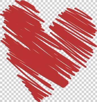 Abstract heart shape is forming with red hand-drawn scribbled strokes on 스톡 일러스트