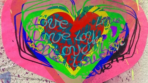 Abstract heart shape love romantic valentines grafitti Stock Footage 87570928