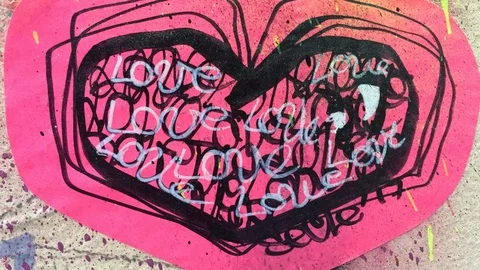 Abstract heart shape love romantic valentines grafitti Stock Footage 87570952