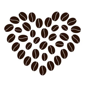 Abstract heart shaped coffee beans in trendy brown Coffee Day greetings design Illustrazione stock