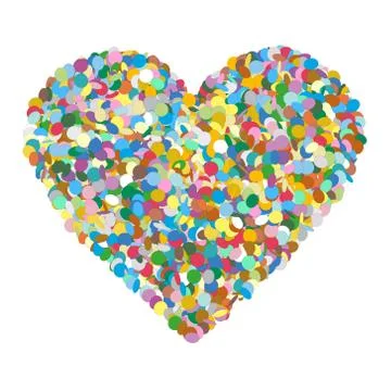 Abstract Heart Shaped Colourful Vector Confetti Heap on White Background Stockillustratie