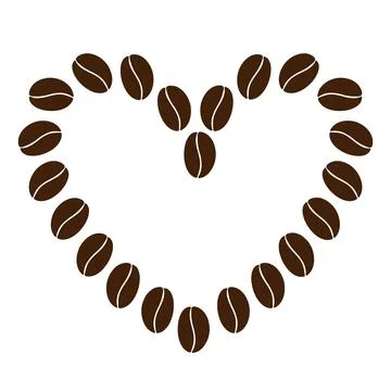 Abstract heart shaped frame border of coffee beans in trendy dark brown Stock Illustration
