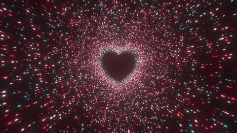 Abstract Heart-Shaped Light Tunnel Animation: Stockbeeldmateriaal 338186068