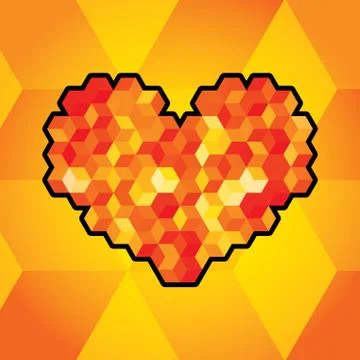 Abstract heart symbol created from cubes Stock Illustration