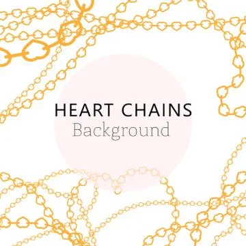 Abstract heart yellow chains background with text space vector. Elegant template Stock Illustration