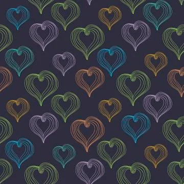 Abstract Hearts on a dark background Stock Illustration