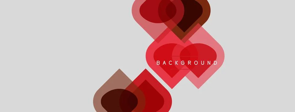 Abstract hearts overlap, creating dynamic visual effect. Red, brown tones Stockillustratie