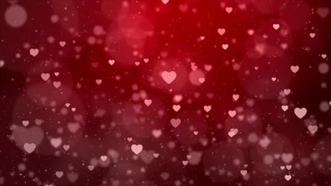 Abstract Hearts Particle Fade in bokeh floating on black screen background Loop Stock Footage