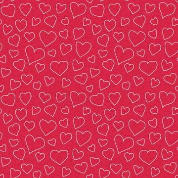 Abstract Hearts Seamless Pattern Doodle Texture Stock Illustration