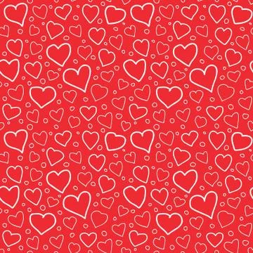 Abstract Hearts Seamless Pattern Doodle Texture Stock Illustration