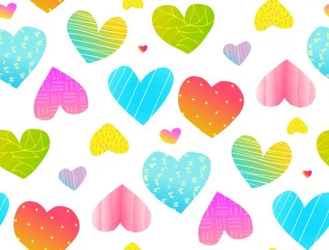 Abstract Hearts Valentines Seamless Pattern Stock Illustration
