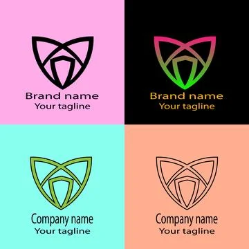 Abstract Heart/Shield Monogram logo Stock Illustration