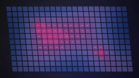 Abstract heatmap visualization of data points with glowing red clusters on .. Stock Footage 348422602