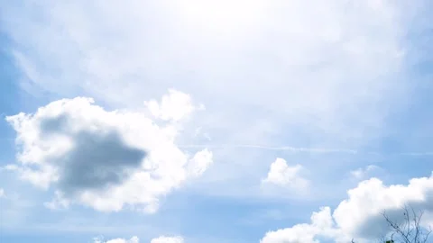 Abstract Heaven, White Clouds And Sunlight Glowing On Cloudy Light Blue Sky Bg Stock Footage 310281597