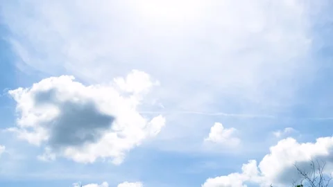 Abstract Heaven, White Clouds And Sunlight Glowing On Cloudy Bright Blue Sky Bg Stock Footage 310298433
