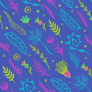 ABSTRACT HERBS Fabric Seamless Pattern Vector Illustration Illustrazione stock