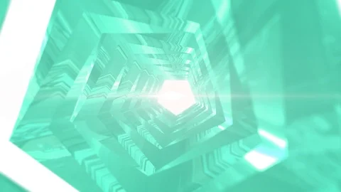Abstract hexagon 3d geometric object rotating with light effect. 4k seamless loo Video stock 113463446