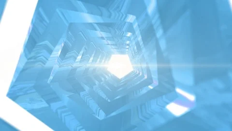 Abstract hexagon 3d geometric object rotating with light effect. 4k seamless loo Video stock 113464095