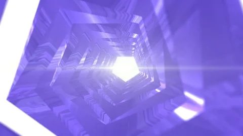 Abstract hexagon 3d geometric object rotating with light effect. 4k seamless loo Video stock 113464761