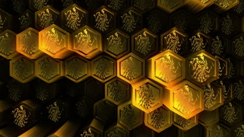 Abstract hexagon animation multicolor pattern 4K smooth concept Stock Footage 162525200