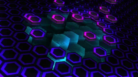 Abstract hexagon animation multicolor pattern 4K smooth concept Video stock 162534964