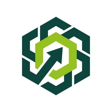Abstract Hexagon Arrow Logo Design with Corporate Growth Professional Mark Stock Illustration