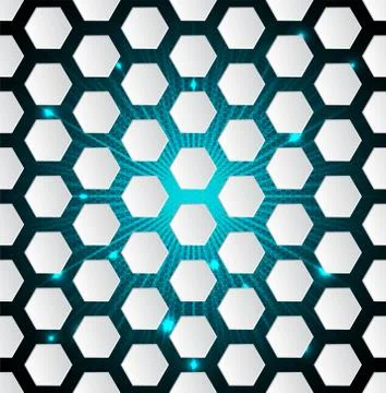 Abstract hexagon background with 3d and bursting effect Stock Illustration