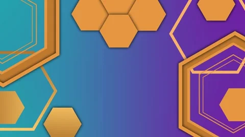 Abstract hexagon background with 3d shapes with copy space for design animati Stock Footage 339289612
