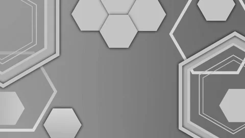 Abstract hexagon background with 3d shapes with copy space for design animati Stock Footage 339289621