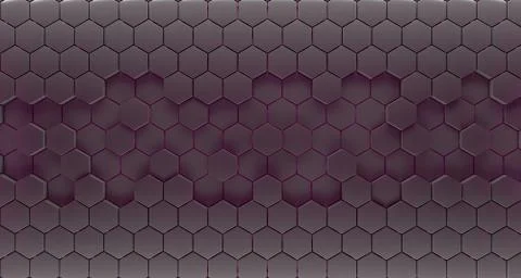 Abstract Hexagon Background With Color Lights And Reflection. 3D Rendering Stock Illustration