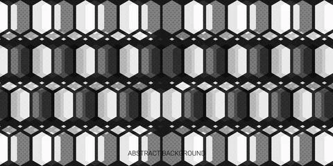 Abstract hexagon background design black white grey colors Stock Illustration