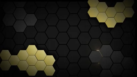 Abstract hexagon background with golden glowing lines animation 4k. 動画素材 278980865