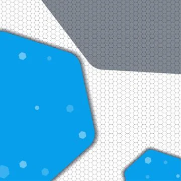 Abstract hexagon background with hexagon blue and gray shapes with shadow. Stock Illustration