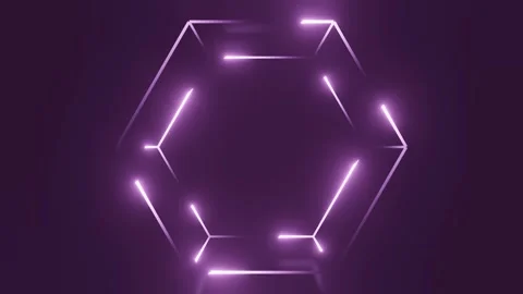Abstract hexagon background on a seamless loop glowing neon lights introduction Stock Footage 242291831
