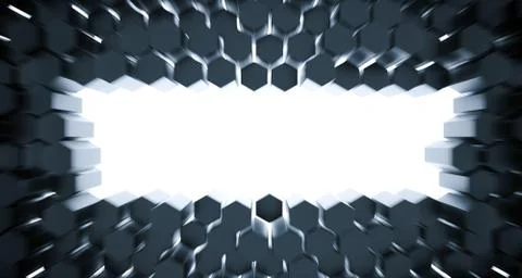Abstract Hexagon Background Top View Empty Space For Text 3D Rendering Stock Illustration