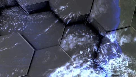 Abstract hexagon background, WORLD Spinning  planet Earth elements from NASA Stock Footage 116170154